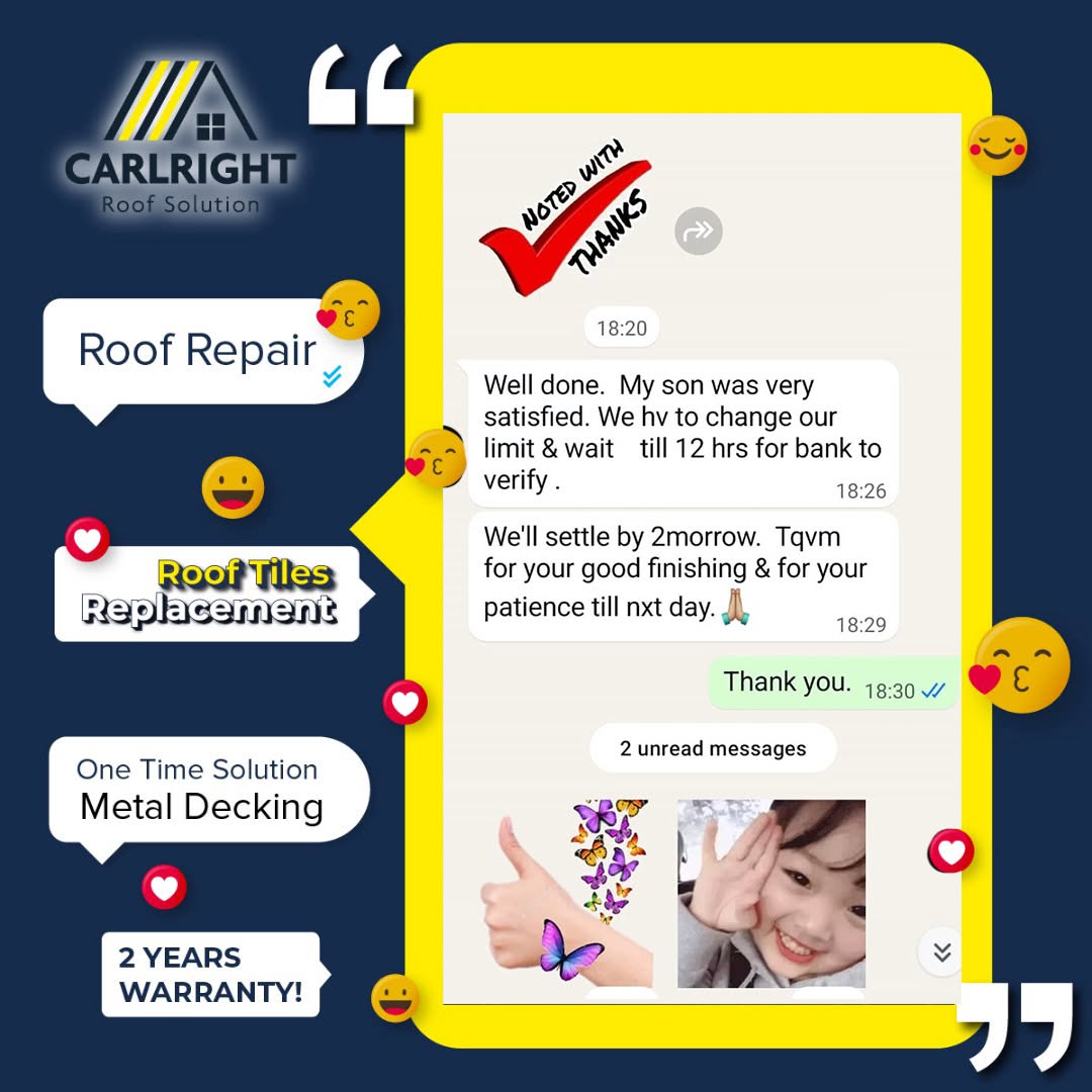 Customer feedback received by Carlright Roof Solution